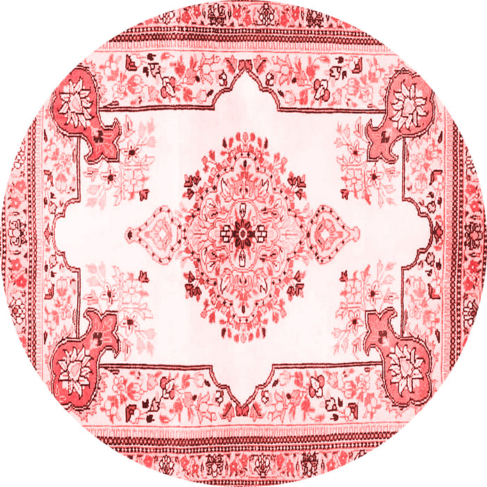 Machine Washable Medallion Red Traditional Rug, wshtr4615red