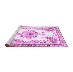 Sideview of Machine Washable Medallion Purple Traditional Area Rugs, wshtr4615pur