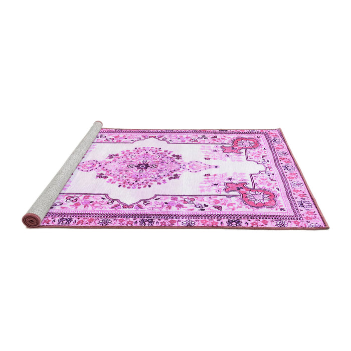 Sideview of Machine Washable Medallion Purple Traditional Area Rugs, wshtr4615pur