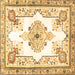 Square Medallion Brown Traditional Rug, tr4615brn