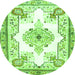 Square Medallion Green Traditional Rug, tr4615grn