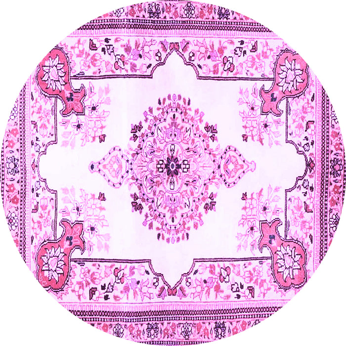 Round Medallion Purple Traditional Rug, tr4615pur