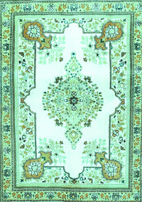 Medallion Turquoise Traditional Rug, tr4615turq