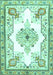 Machine Washable Medallion Turquoise Traditional Area Rugs, wshtr4615turq