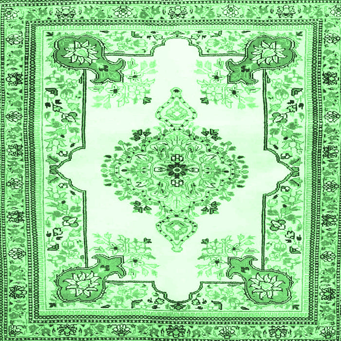 Square Medallion Emerald Green Traditional Rug, tr4615emgrn