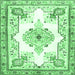 Square Medallion Emerald Green Traditional Rug, tr4615emgrn