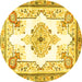 Round Medallion Yellow Traditional Rug, tr4615yw