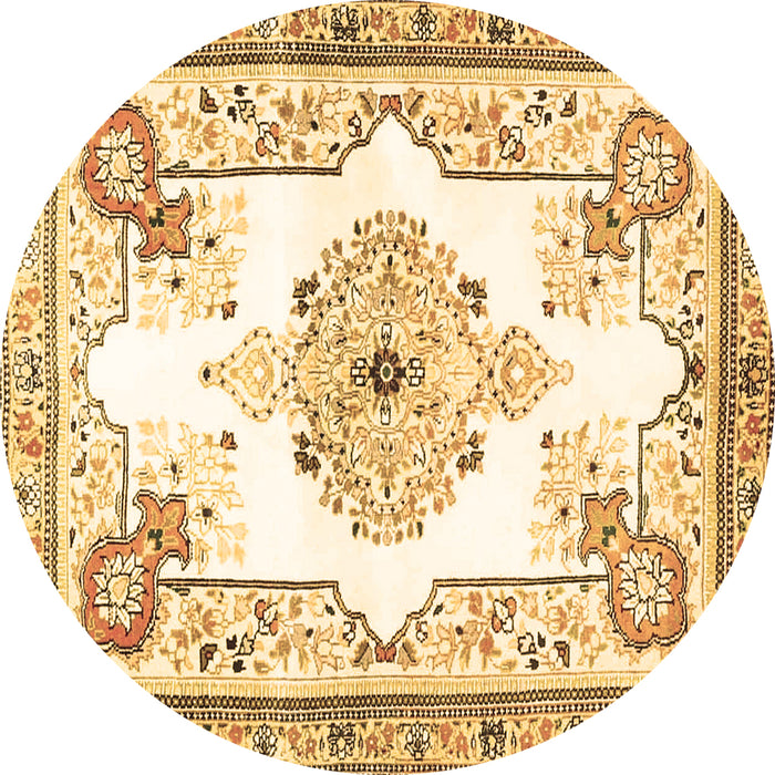 Round Machine Washable Medallion Brown Traditional Rug, wshtr4615brn