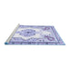 Sideview of Machine Washable Medallion Blue Traditional Rug, wshtr4615blu