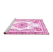 Sideview of Machine Washable Medallion Pink Traditional Rug, wshtr4615pnk