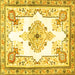 Square Medallion Yellow Traditional Rug, tr4615yw