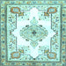 Square Medallion Light Blue Traditional Rug, tr4615lblu