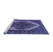 Sideview of Machine Washable Medallion Blue Traditional Rug, wshtr4616blu