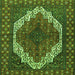 Serging Thickness of Medallion Green Traditional Rug, tr4616grn