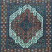 Square Medallion Light Blue Traditional Rug, tr4616lblu