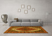 Machine Washable Medallion Yellow Traditional Rug in a Living Room, wshtr4616yw