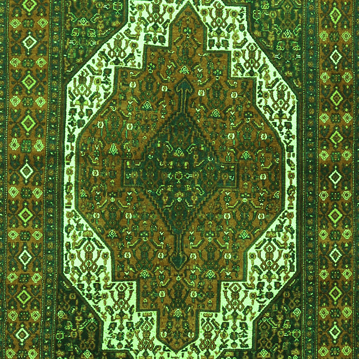 Serging Thickness of Machine Washable Medallion Green Traditional Area Rugs, wshtr4616grn
