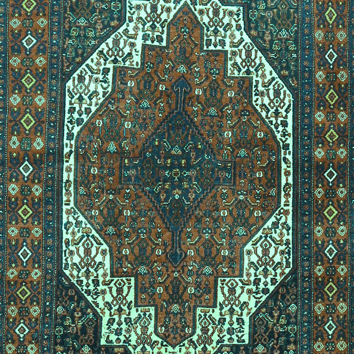Machine Washable Medallion Turquoise Traditional Area Rugs, wshtr4616turq