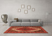 Machine Washable Medallion Orange Traditional Area Rugs in a Living Room, wshtr4616org