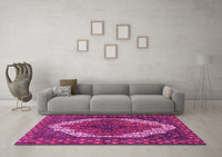 Machine Washable Medallion Pink Traditional Rug, wshtr4616pnk