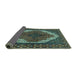 Sideview of Medallion Turquoise Traditional Rug, tr4616turq