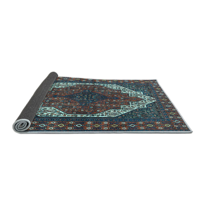 Sideview of Medallion Light Blue Traditional Rug, tr4616lblu