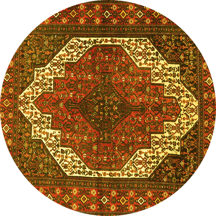 Round Medallion Yellow Traditional Rug, tr4616yw
