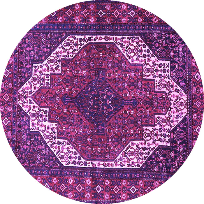 Round Machine Washable Medallion Purple Traditional Area Rugs, wshtr4616pur