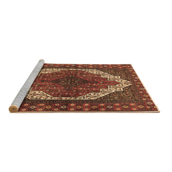 Sideview of Machine Washable Medallion Brown Traditional Rug, wshtr4616brn