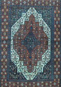 Medallion Light Blue Traditional Rug, tr4616lblu