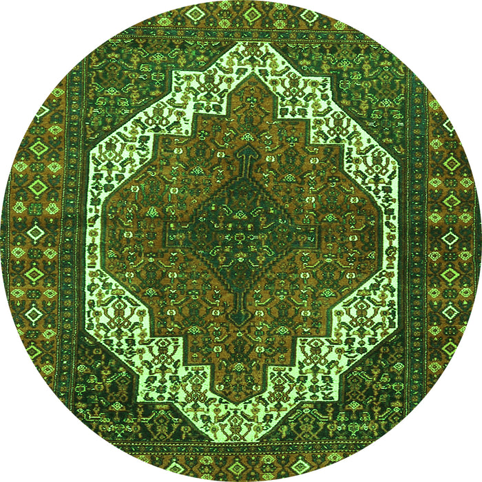 Square Medallion Green Traditional Rug, tr4616grn