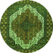 Square Medallion Green Traditional Rug, tr4616grn