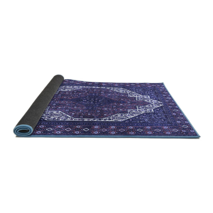 Sideview of Medallion Blue Traditional Rug, tr4616blu