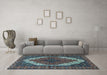 Machine Washable Medallion Light Blue Traditional Rug in a Living Room, wshtr4616lblu