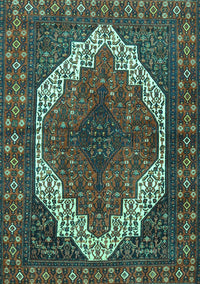 Medallion Turquoise Traditional Rug, tr4616turq