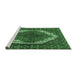 Sideview of Machine Washable Medallion Emerald Green Traditional Area Rugs, wshtr4616emgrn