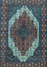 Machine Washable Medallion Light Blue Traditional Rug, wshtr4616lblu