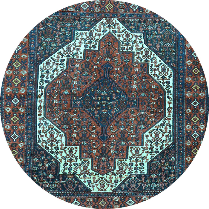 Round Medallion Light Blue Traditional Rug, tr4616lblu