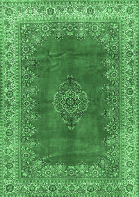 Medallion Emerald Green Traditional Rug, tr4617emgrn