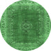 Round Medallion Emerald Green Traditional Rug, tr4617emgrn