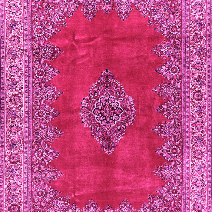 Machine Washable Medallion Pink Traditional Rug, wshtr4617pnk