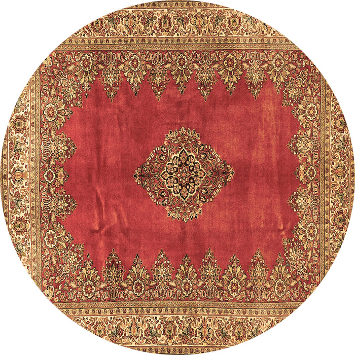 Round Machine Washable Medallion Brown Traditional Rug, wshtr4617brn