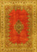 Machine Washable Medallion Yellow Traditional Rug, wshtr4617yw