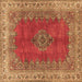 Square Medallion Brown Traditional Rug, tr4617brn