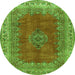 Square Medallion Green Traditional Rug, tr4617grn