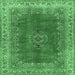 Square Medallion Emerald Green Traditional Rug, tr4617emgrn