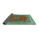 Sideview of Medallion Turquoise Traditional Rug, tr4617turq