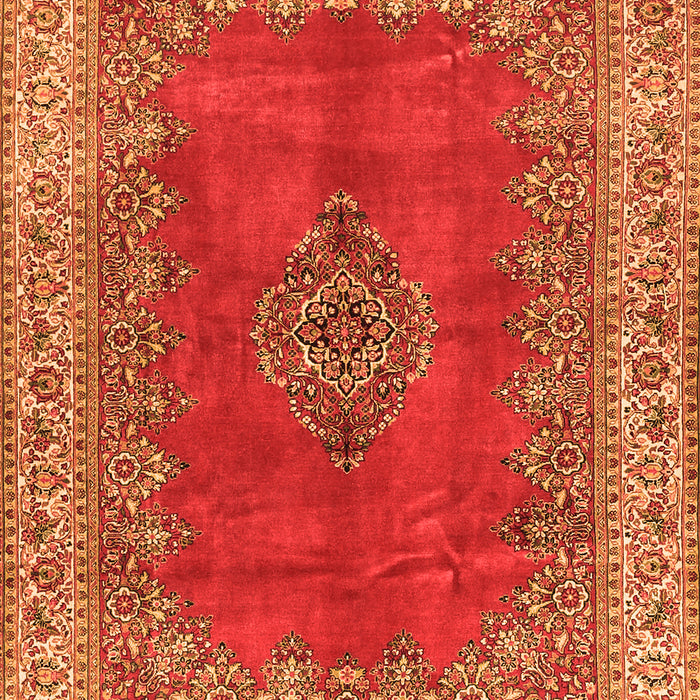 Serging Thickness of Machine Washable Medallion Orange Traditional Area Rugs, wshtr4617org