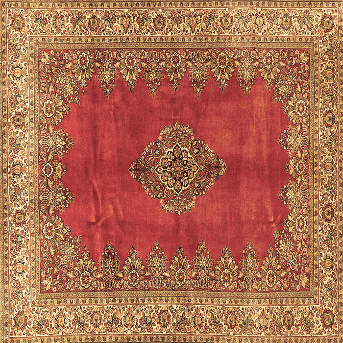Square Machine Washable Medallion Brown Traditional Rug, wshtr4617brn