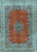 Machine Washable Medallion Light Blue Traditional Rug, wshtr4617lblu